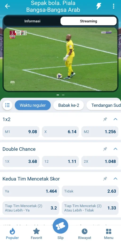 Live Streaming Gratis di apk 1xBet app